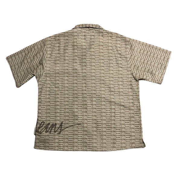 Exco Jeans for Life AOP Spell out Short sleeve top Dress shirt tan & brown XL 🤎 - Picture 2 of 11